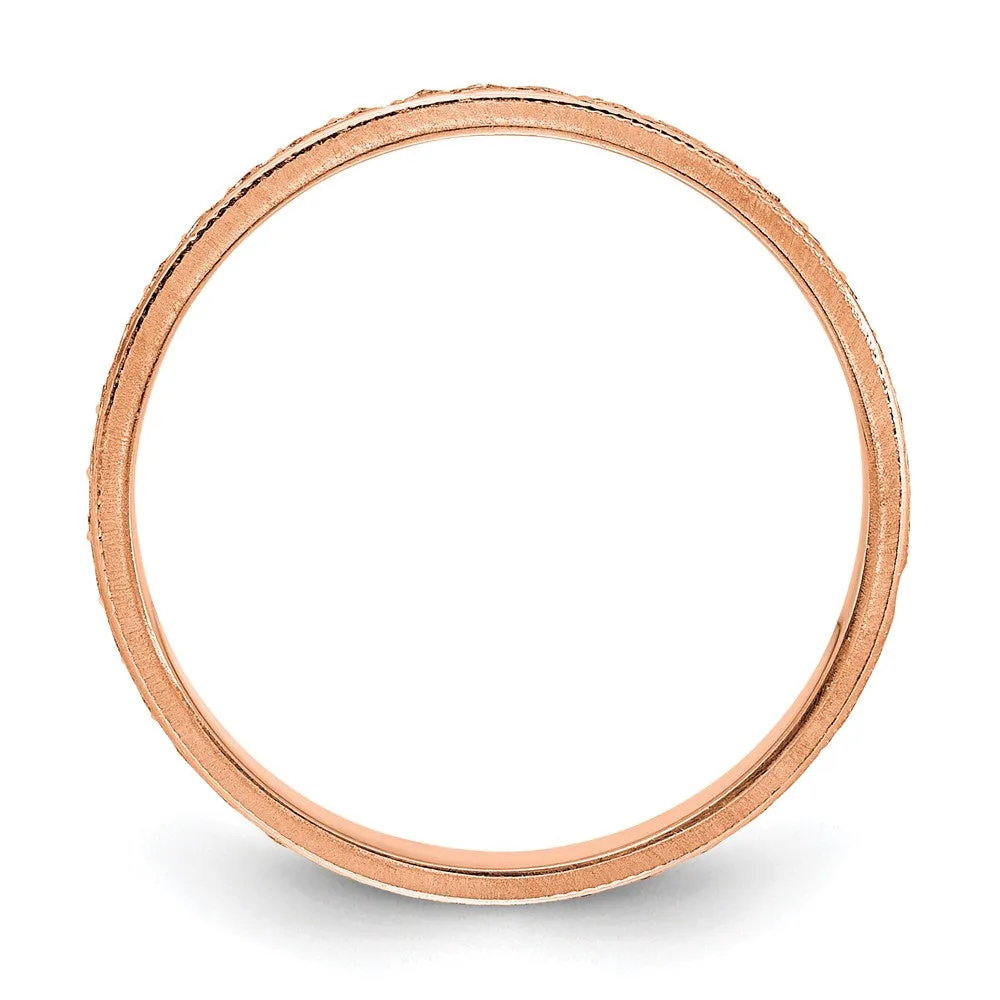 1.5mm 14K Yellow, White or Rose Gold Milgrain Standard Fit Band