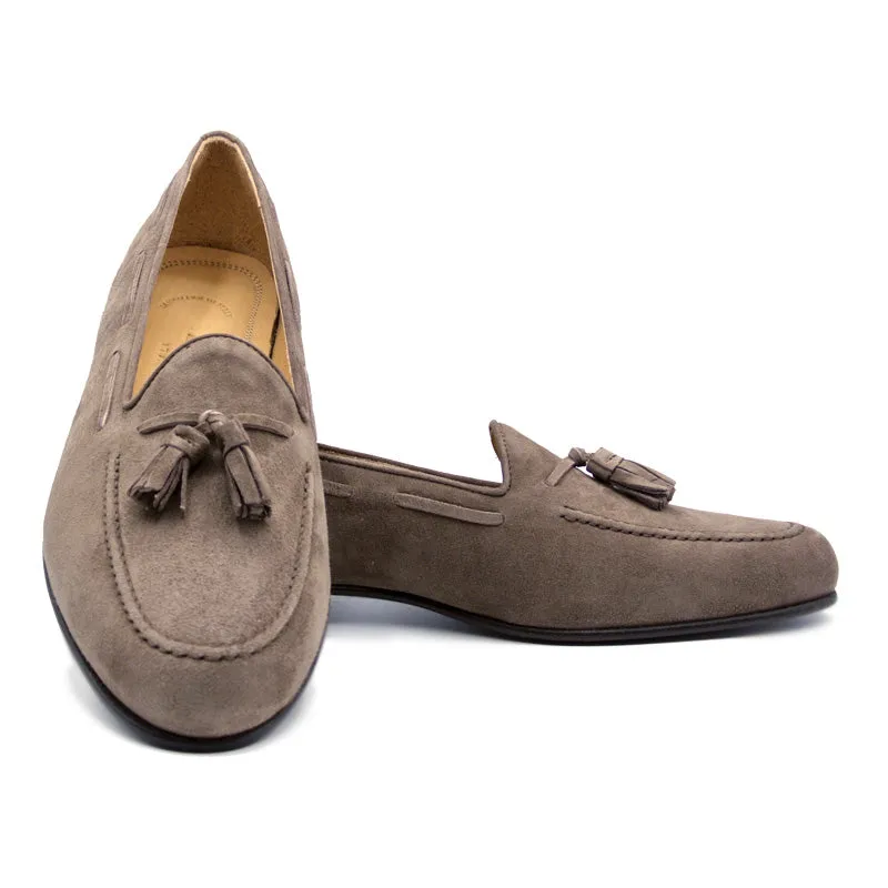 16-580-MOC NAPLES Italian Kid Suede Tassel Loafer, Mocha