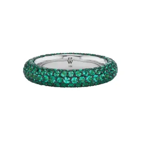 18K White Gold Jungle Puffy Emerald Band