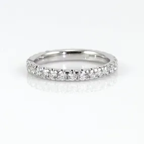 18K White Gold Smooth Prong Round Brilliant Diamond Eternity Band 1.01CTW