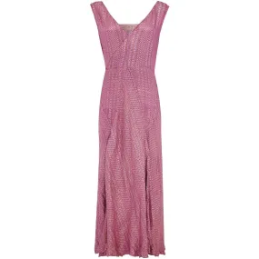 1920s Pink Full Length Lame Flapper Dress