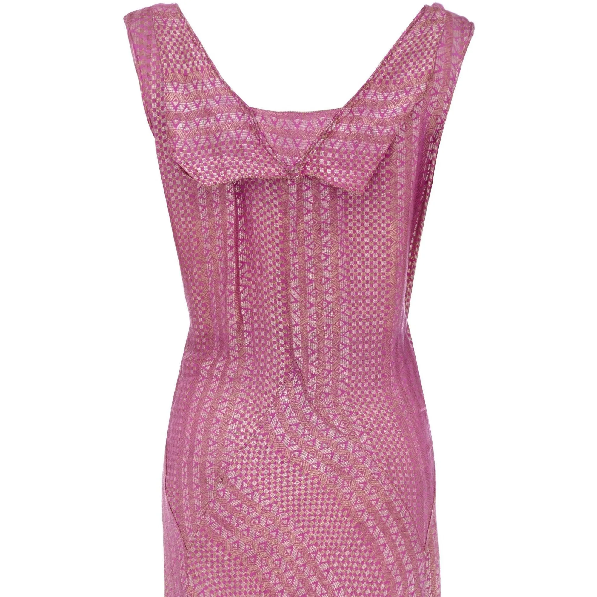 1920s Pink Full Length Lame Flapper Dress