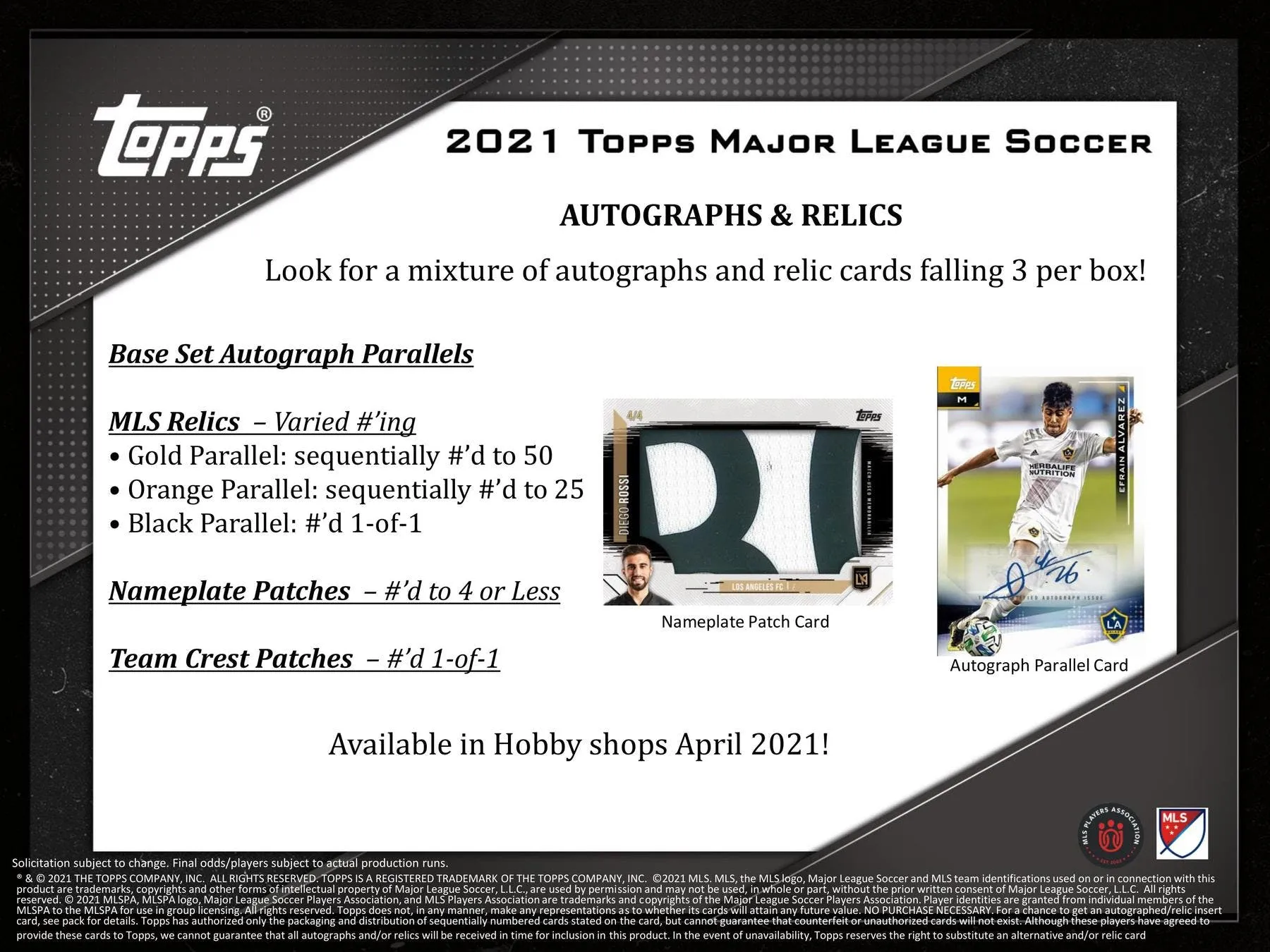 2021 Topps MLS Major League Soccer Hobby Box 24 Packs Per Box, 8 Cards Per Pack