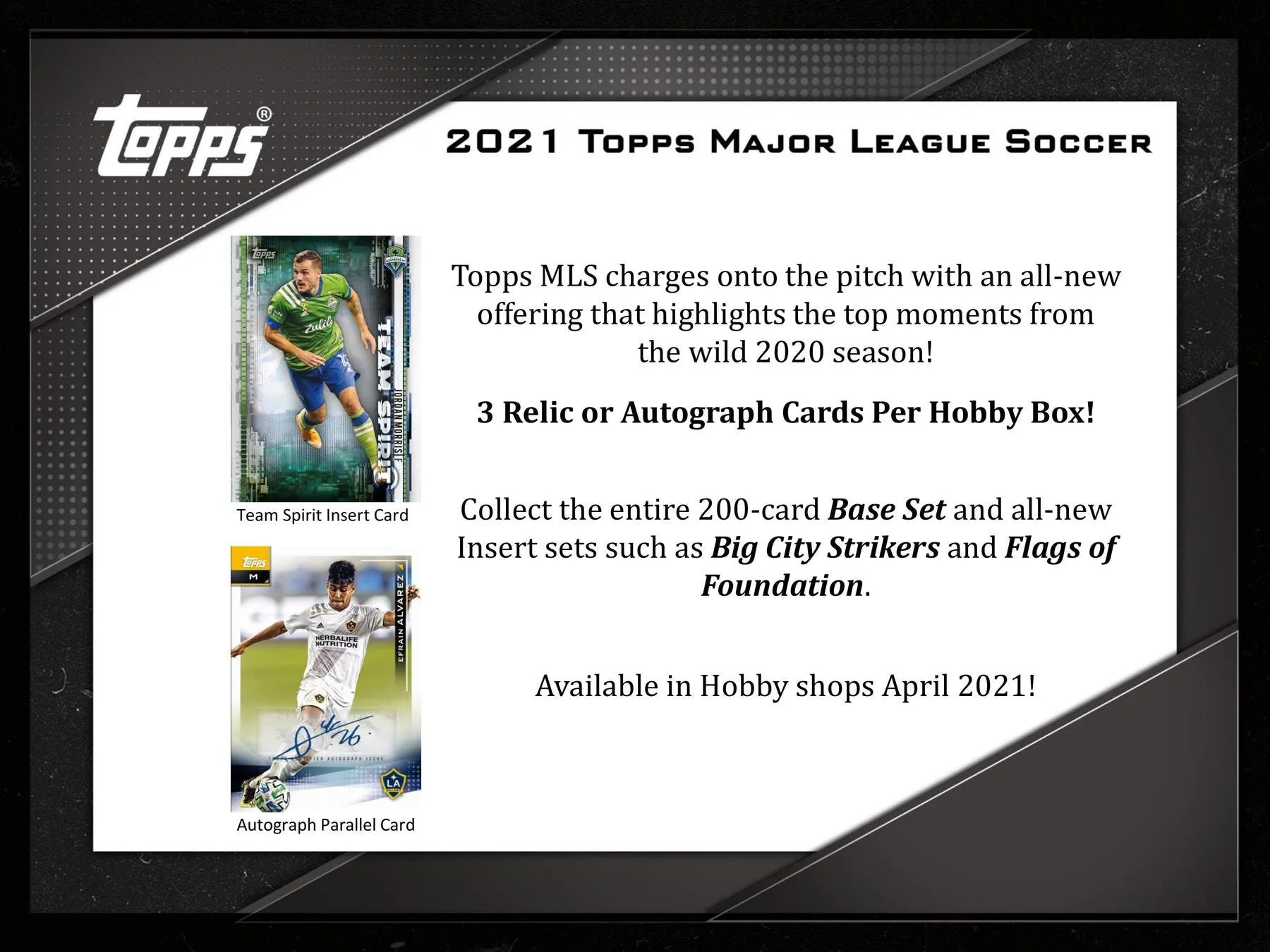 2021 Topps MLS Major League Soccer Hobby Box 24 Packs Per Box, 8 Cards Per Pack