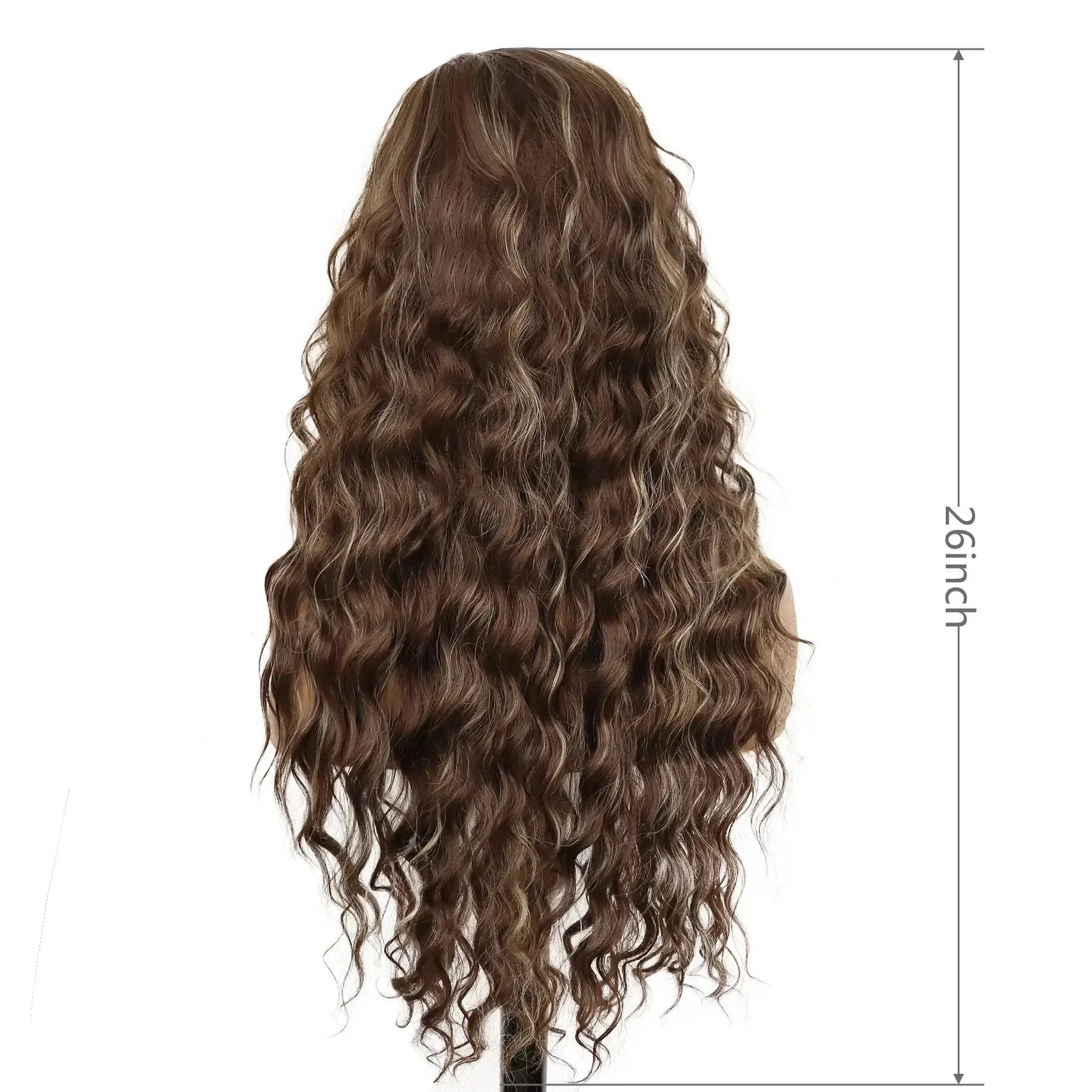 26 inches Long Hair Wigs for Women Synthetic Fiber Curly Brown Mix Blonde Wig Natural Female Halloween Carnival Party