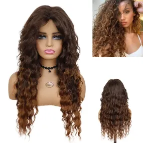 26 inches Long Hair Wigs for Women Synthetic Fiber Curly Brown Mix Blonde Wig Natural Female Halloween Carnival Party