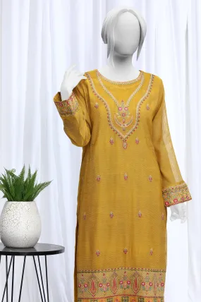 2PC Embroidered Mustard