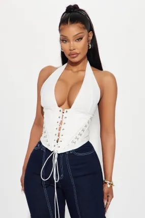 Alexis Lace Up Halter Top - White