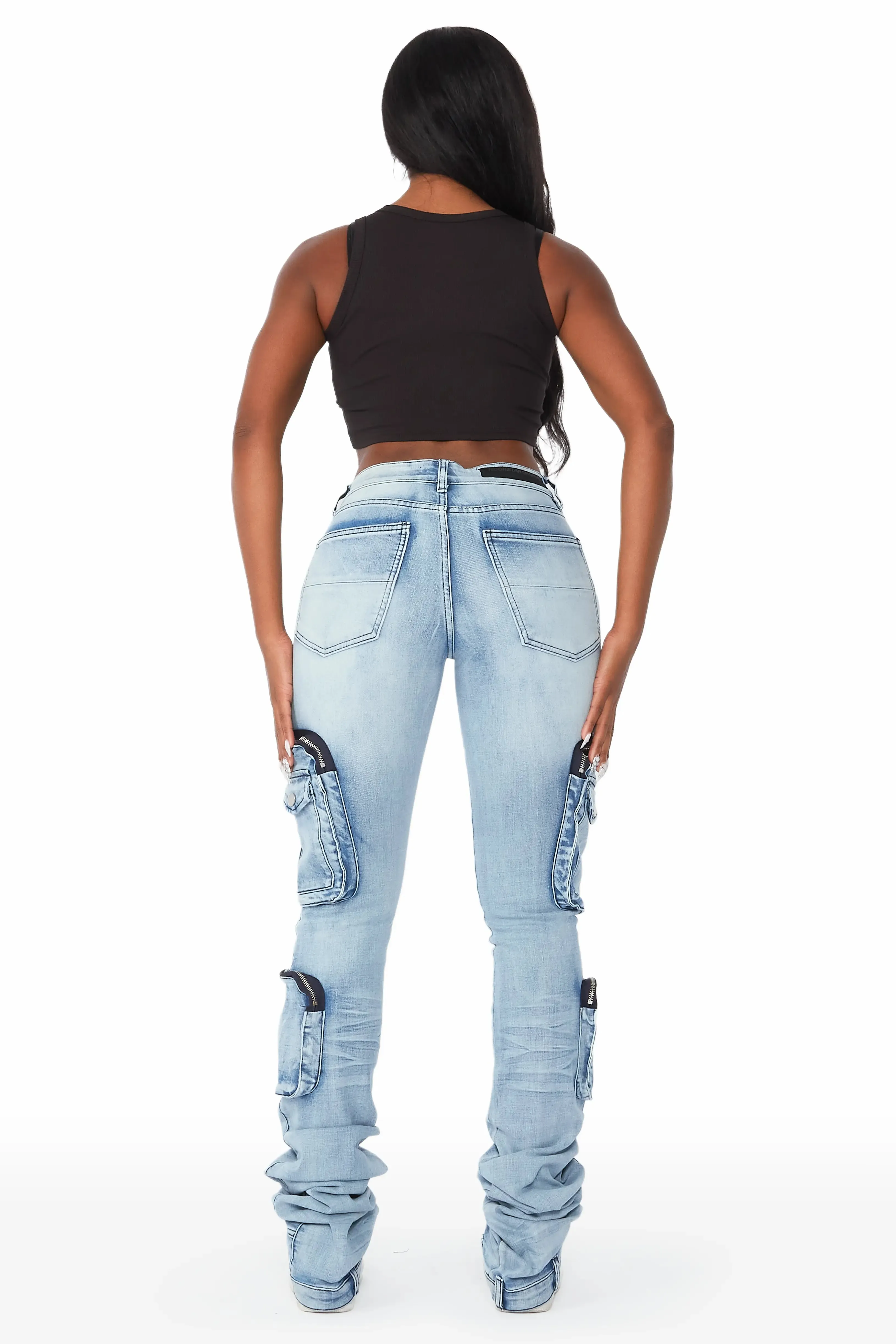 Alisson Light Wash Cargo Super Stacked Jean