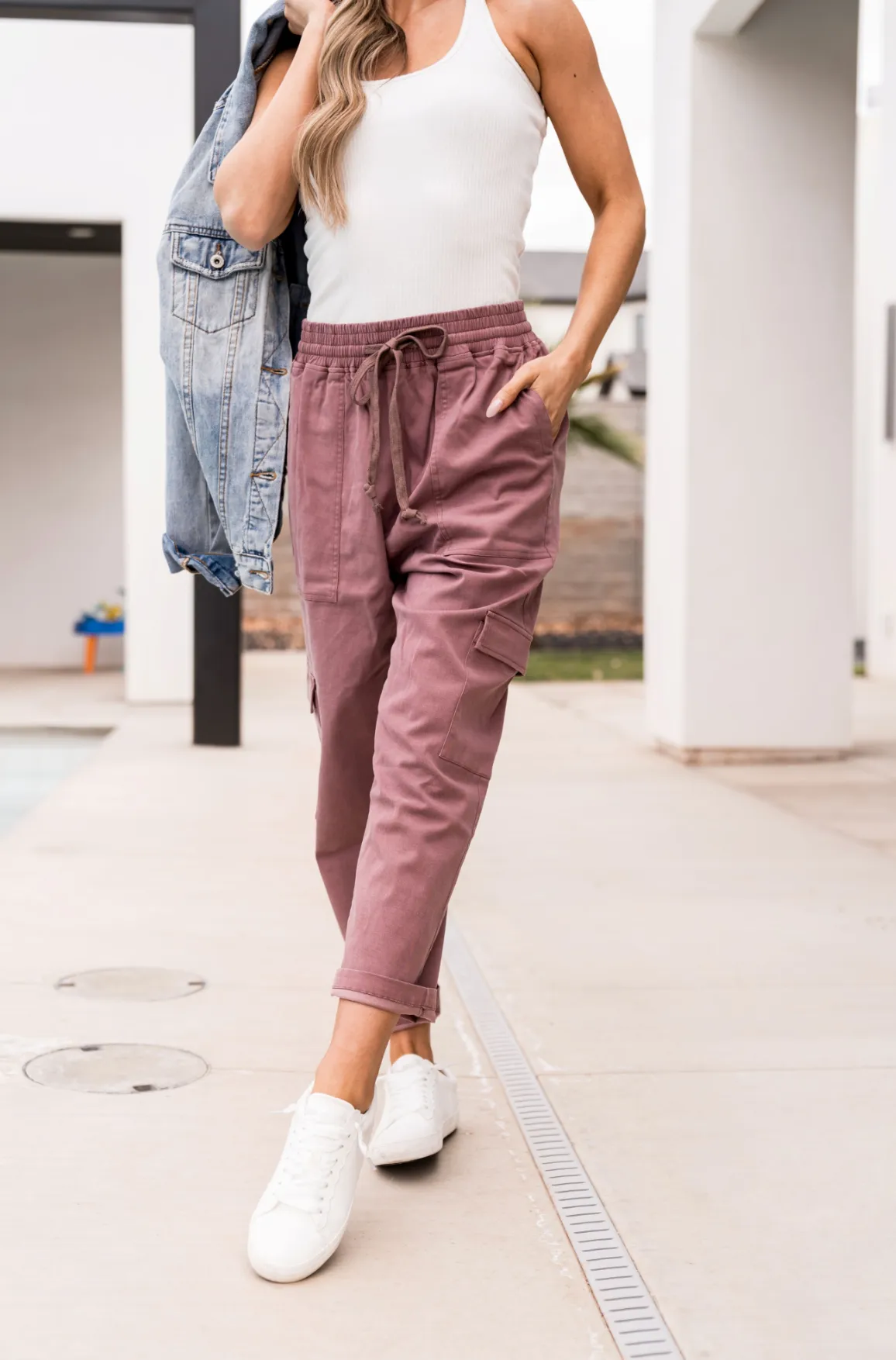 Ampersand Avenue Cargo Crop - Mauve