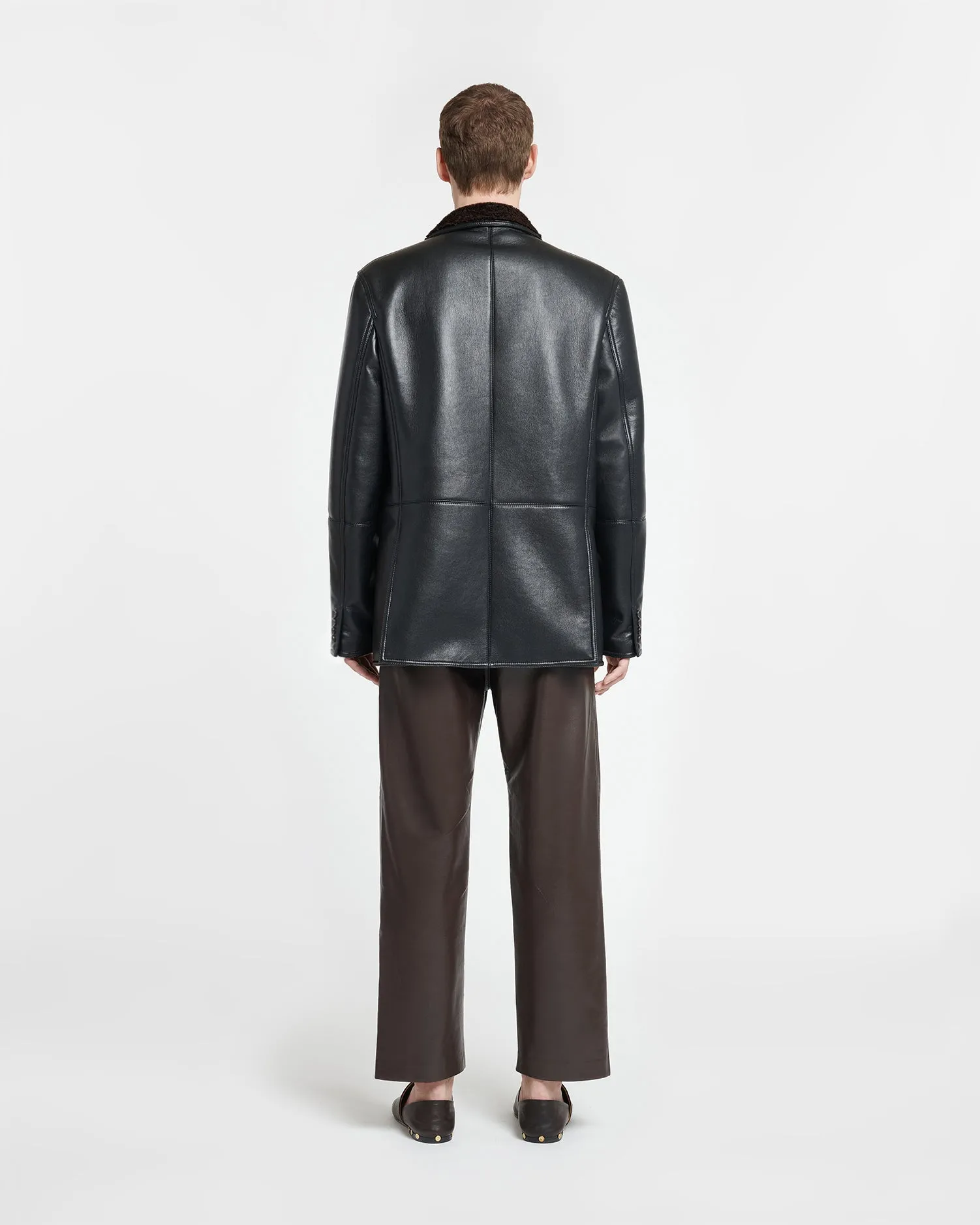 Andro - Bonded Shearing Blazer - Black/Brown