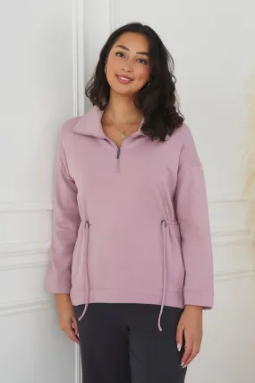 Arden Half-Zip Bamboo Sweatshirt - Soft Lavender