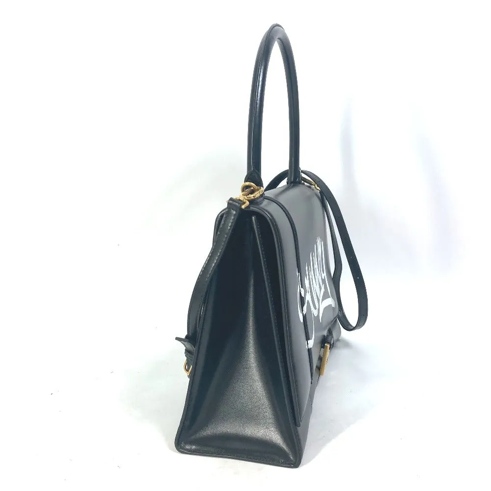 BALENCIAGA Handbag 592823 leather black Crossbody Hourglass SUNNY logo Women Used Authentic