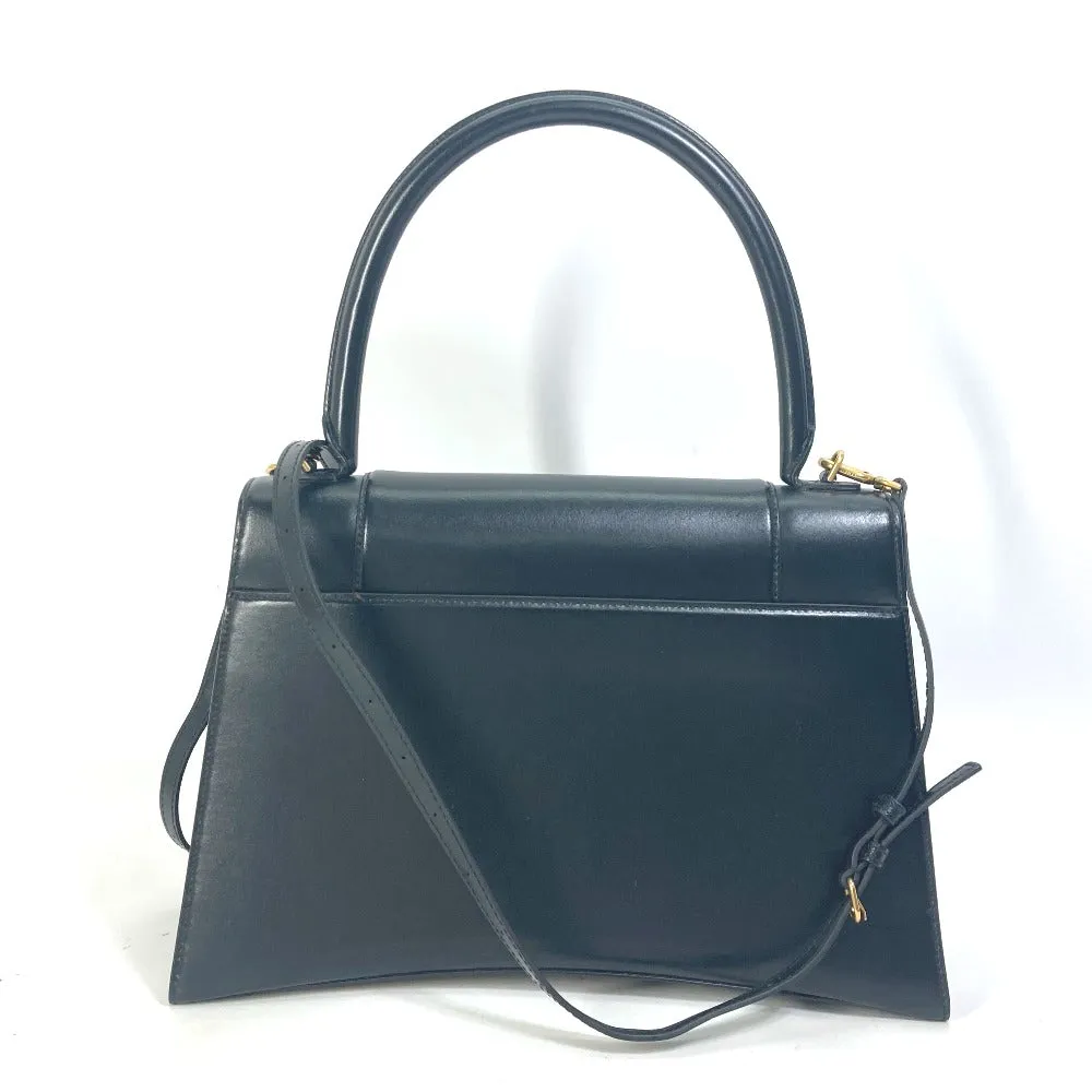 BALENCIAGA Handbag 592823 leather black Crossbody Hourglass SUNNY logo Women Used Authentic