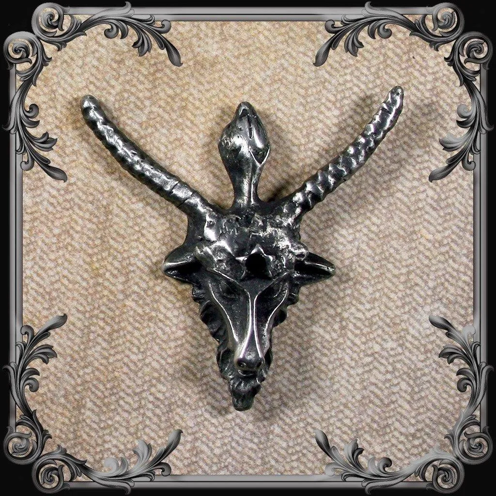 Baphomet Lapel Pin with Black Rhinestone