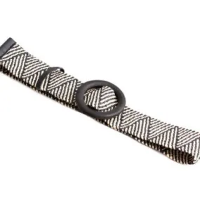 Belt016 Woven Belt Wood Black Circle Zig Zag