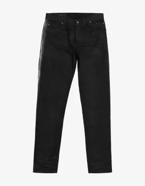 Black B Logo Spray Paint Stripe Jeans