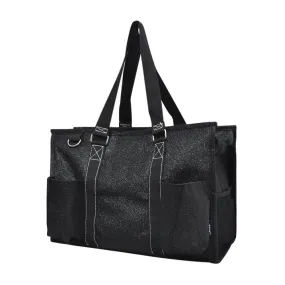 Black Glitter NGIL Zippered Caddy Organizer Tote Bag