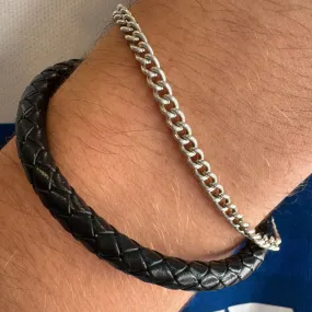 Black Leather Braid Bracelet