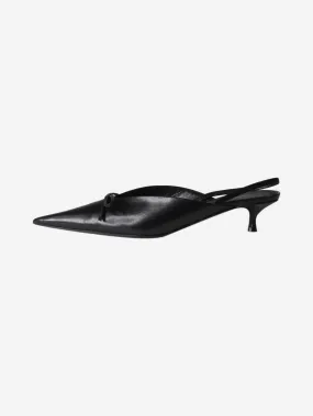 Black leather knife slingbacks - size EU 37.5