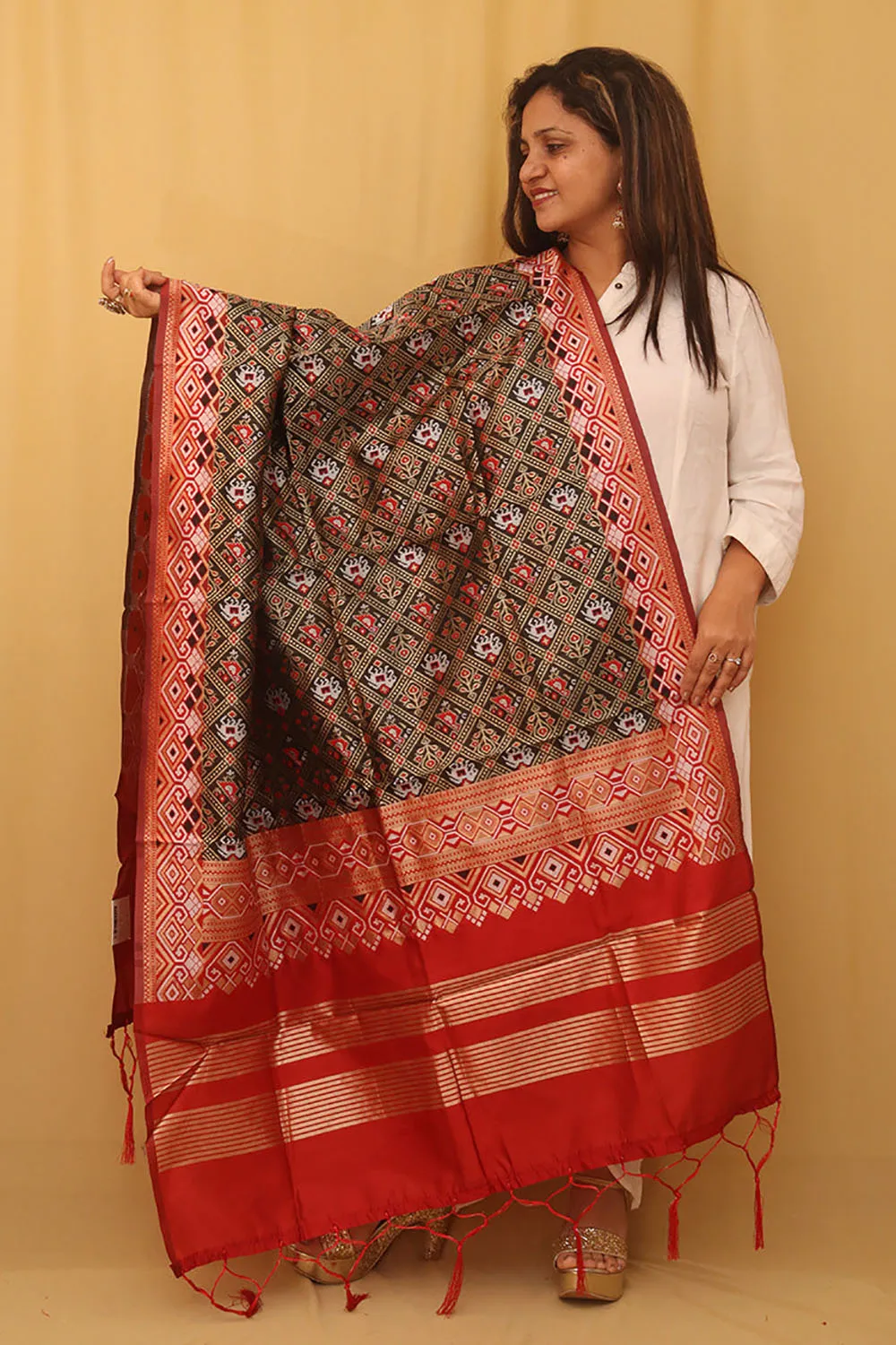 Black Patola Silk Dupatta