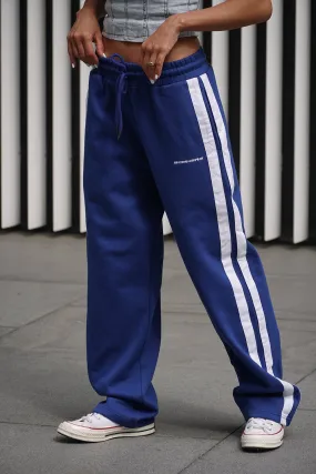 Blue Sporty Straight Fit Pants