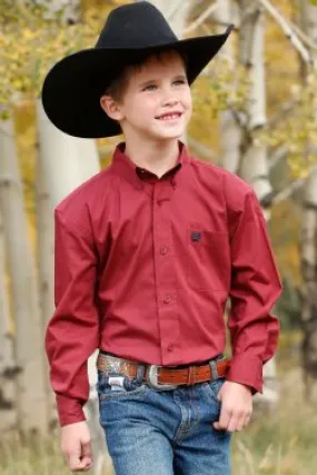 Boy's Cinch SOLID BUTTON-DOWN WESTERN SHIRT - RED