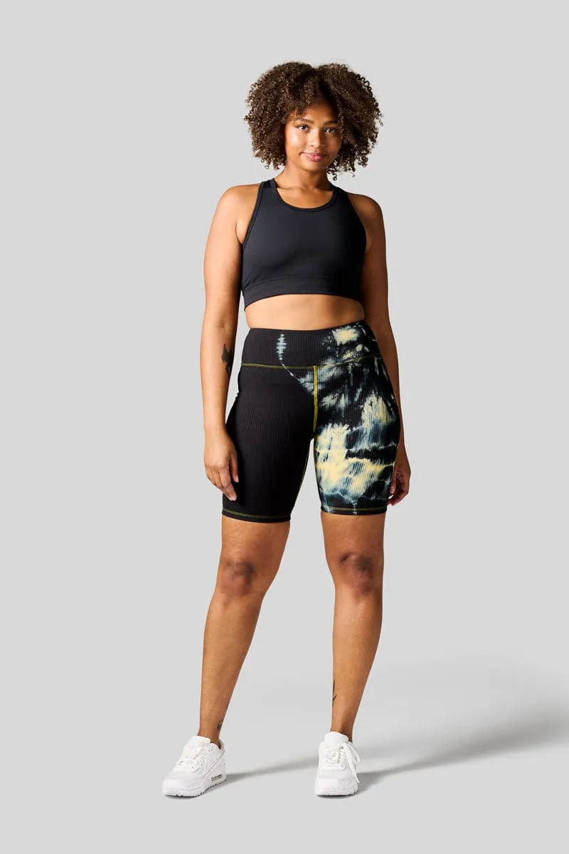 Brinkley Bike Shorts - Signature Tie-Dye in Banana   Black