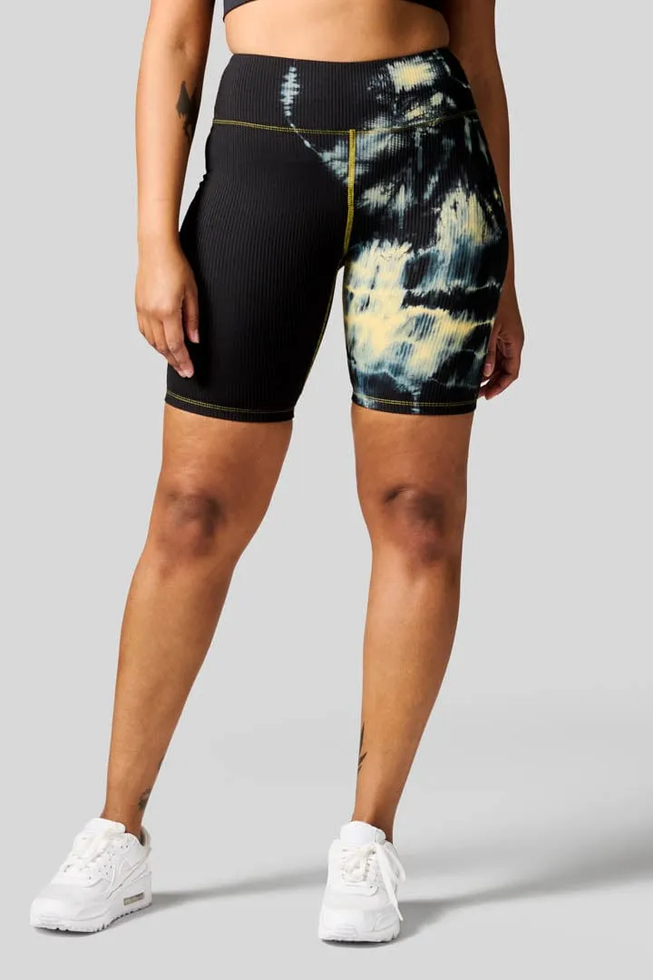 Brinkley Bike Shorts - Signature Tie-Dye in Banana   Black