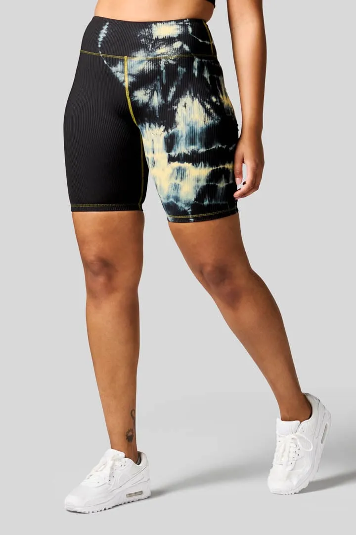 Brinkley Bike Shorts - Signature Tie-Dye in Banana   Black