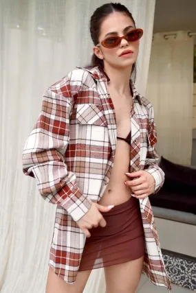 Brown Plaid Oversized Shirt