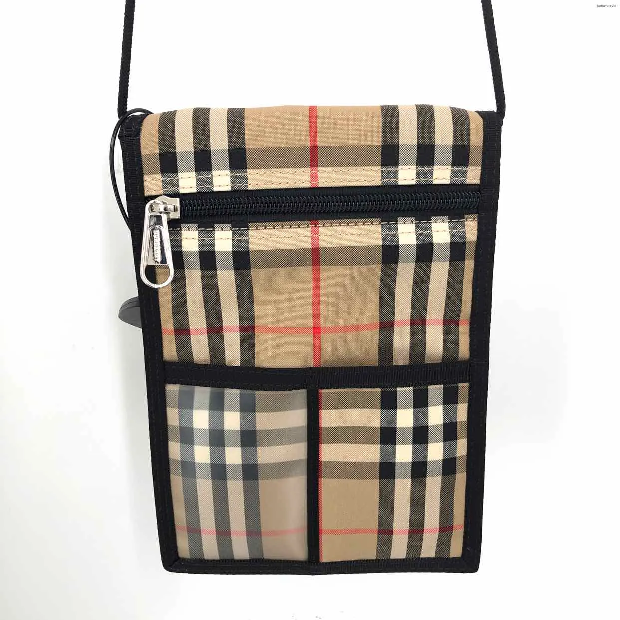 BURBERRY Tan Red & Black Nova Check Small Crossbody Purse