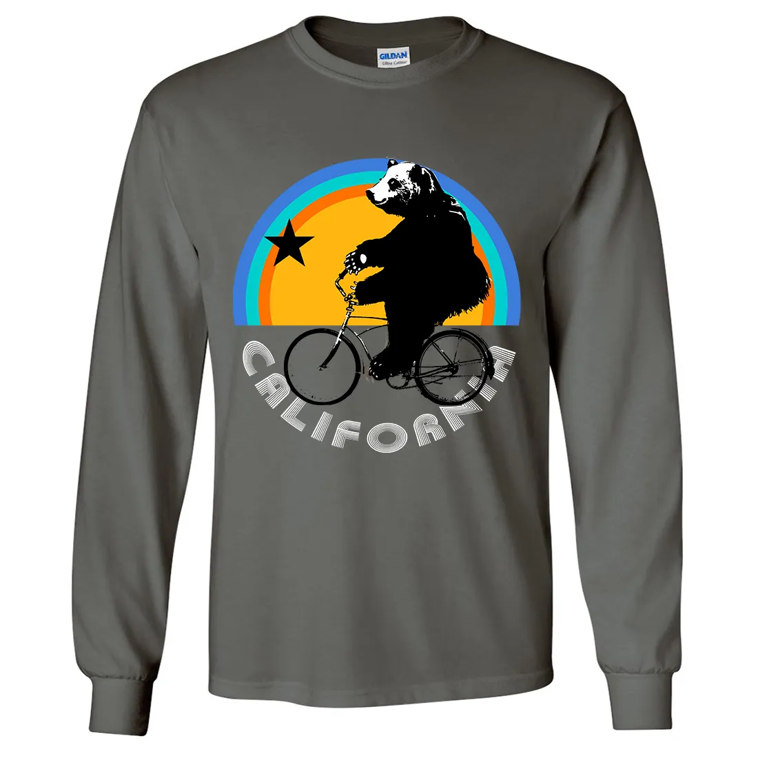 California Bear On Bike Long Sleeve Shirt