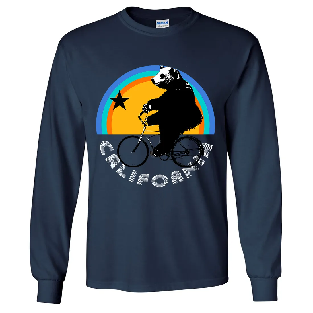 California Bear On Bike Long Sleeve Shirt