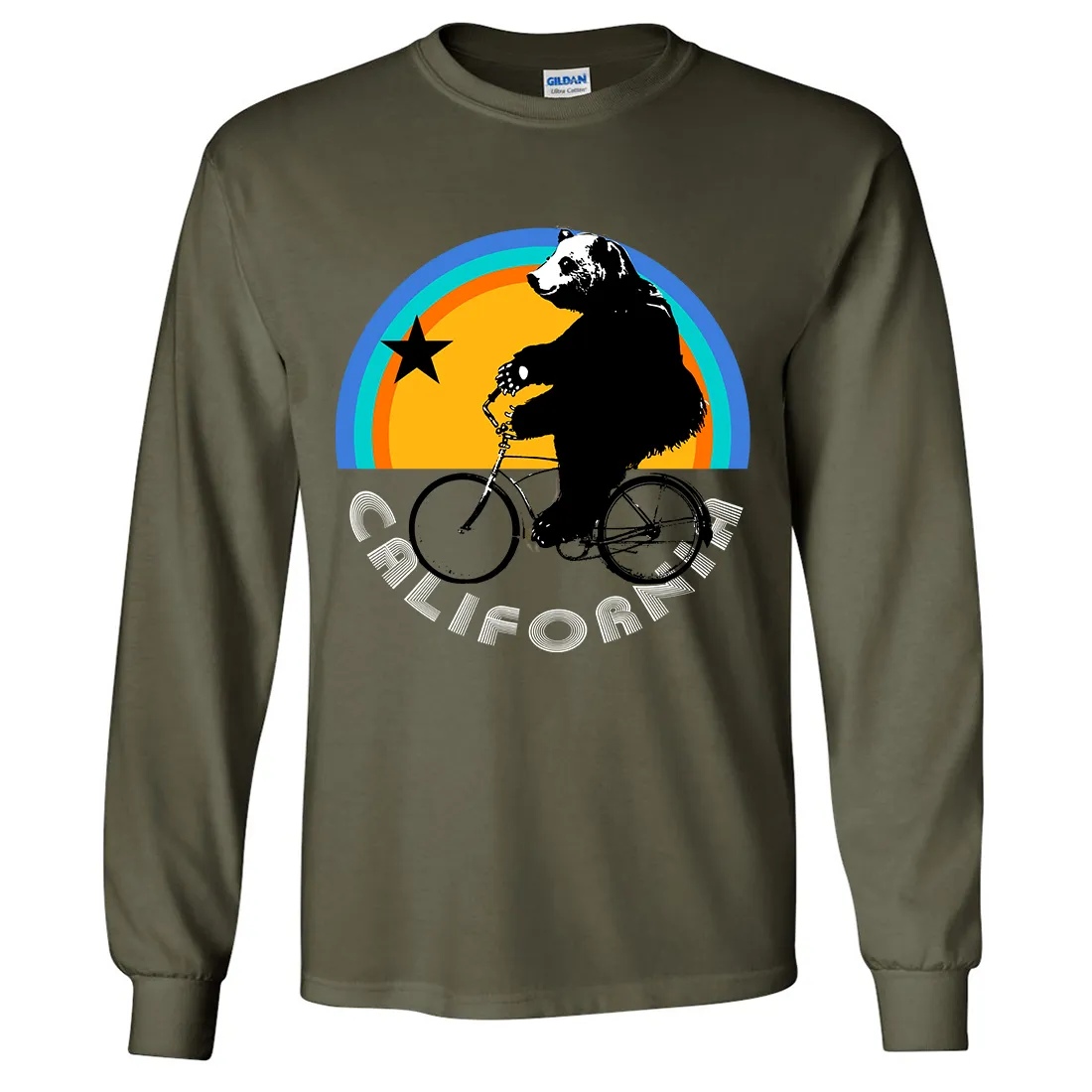 California Bear On Bike Long Sleeve Shirt