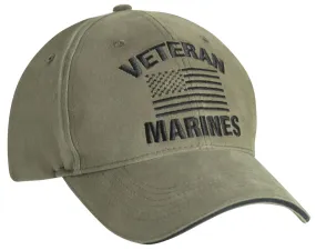 Cap, Veteran Marines with Flag on Olive Drab