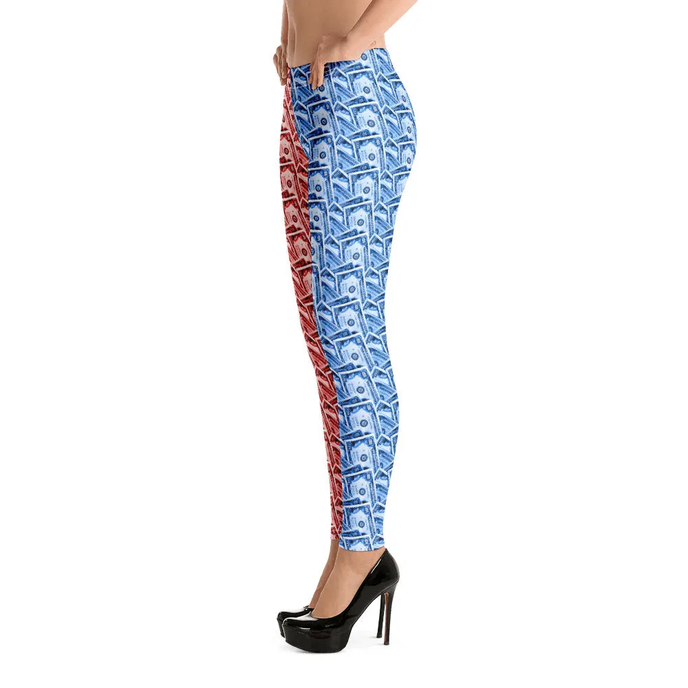 Cash Money Pattern Leggings USA Colors With One Hundred Dollar Bills from HeroicU