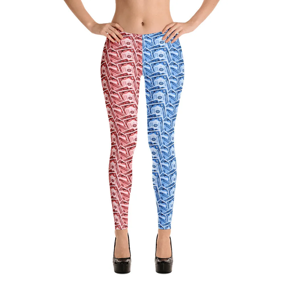 Cash Money Pattern Leggings USA Colors With One Hundred Dollar Bills from HeroicU