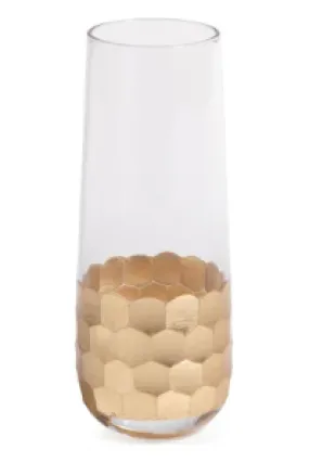 Champagne Flute with Gold Honeycomb Detailing - Set of Six