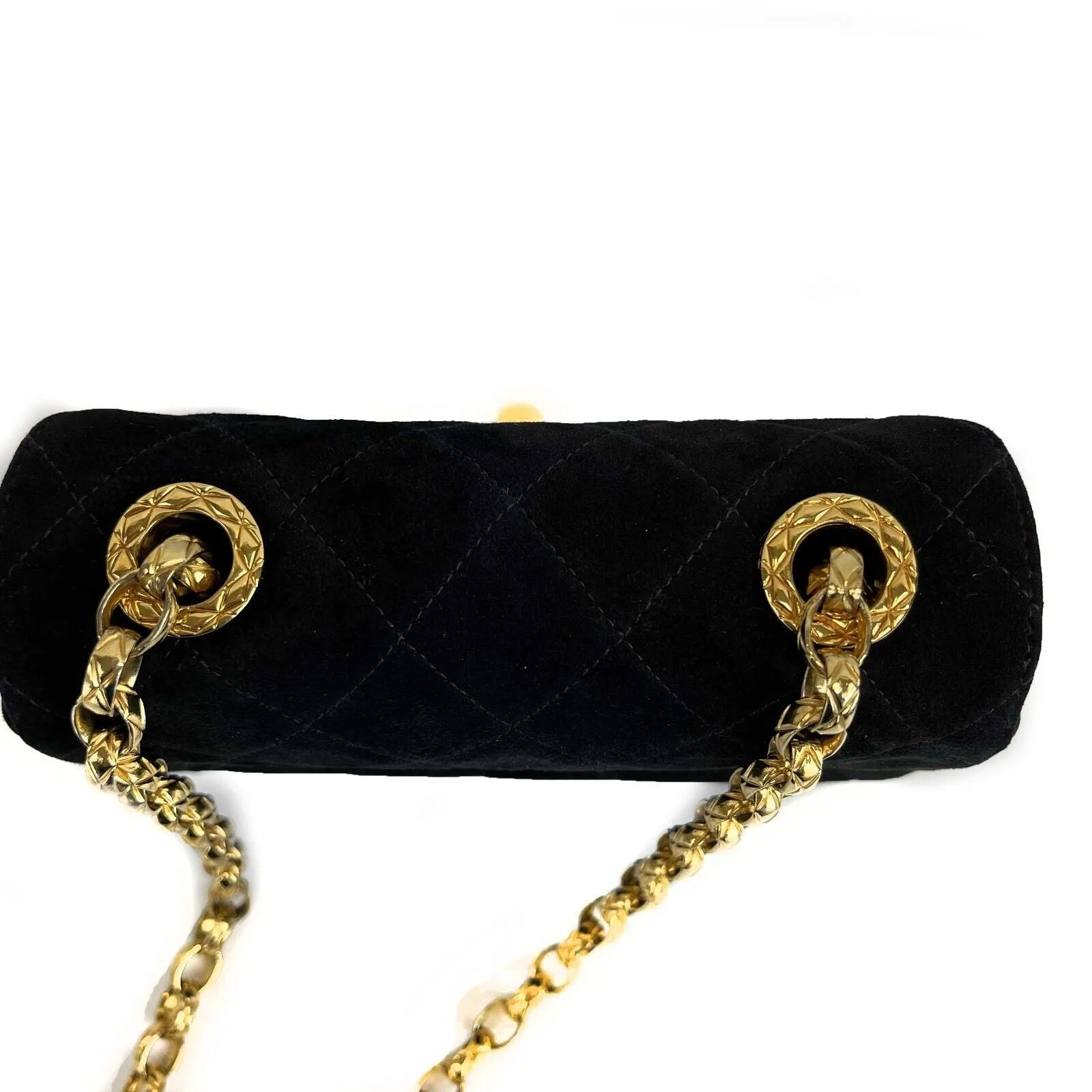 CHANEL - Vintage Round Flap Small Black Suede CC Crossbody