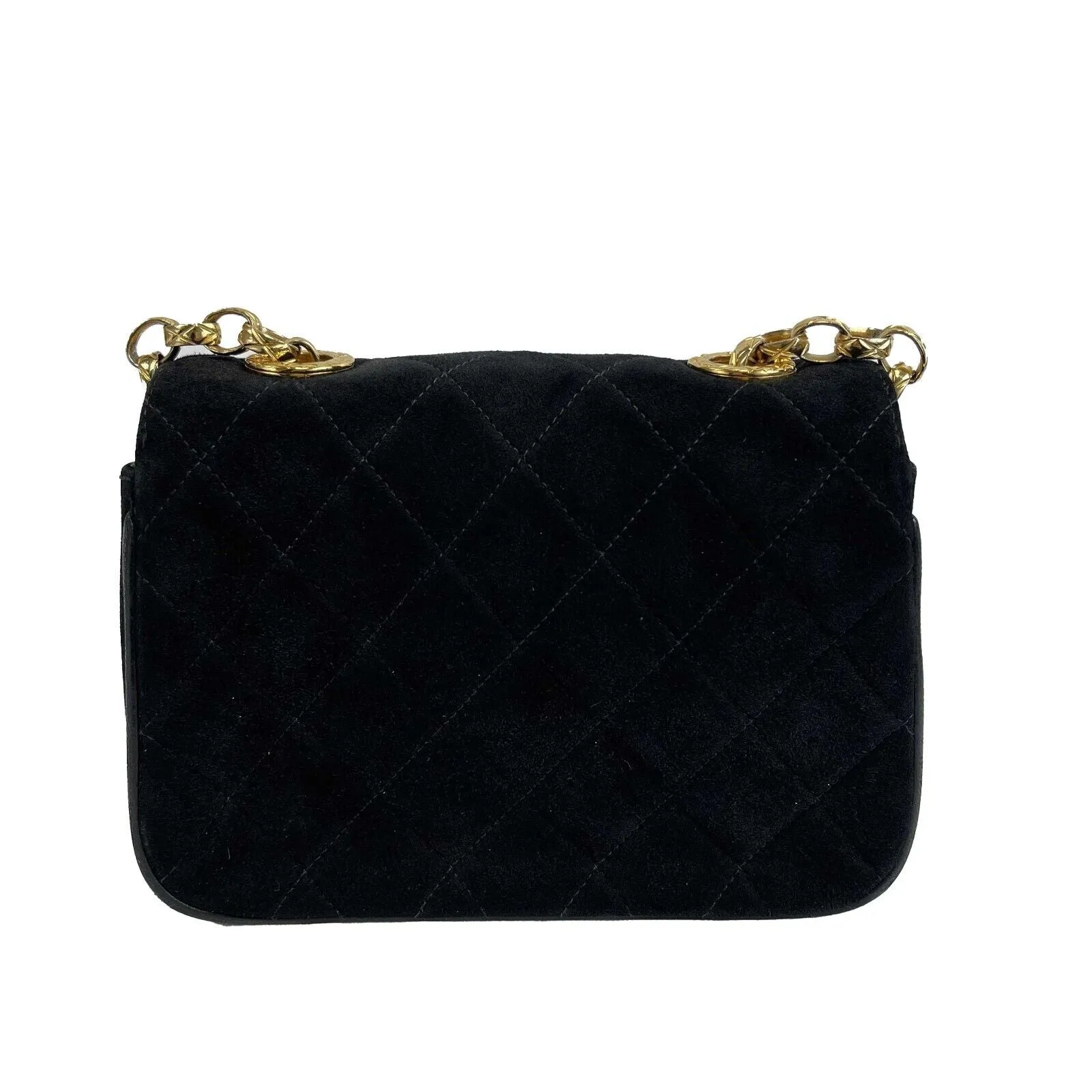 CHANEL - Vintage Round Flap Small Black Suede CC Crossbody