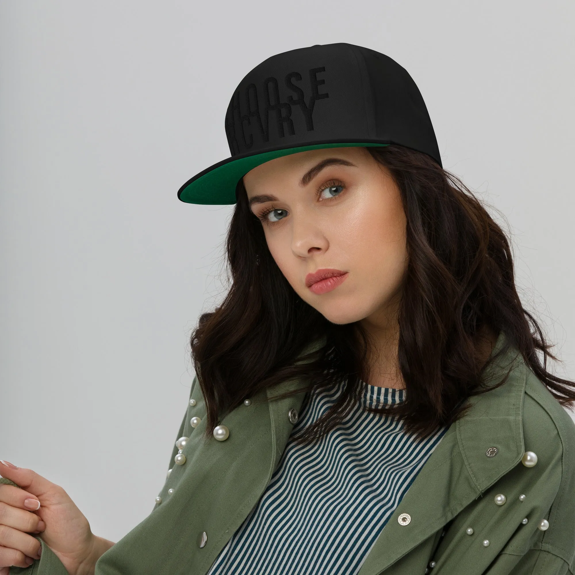 Choose RCVRY Black on Black Snapback Flat Bill Hat