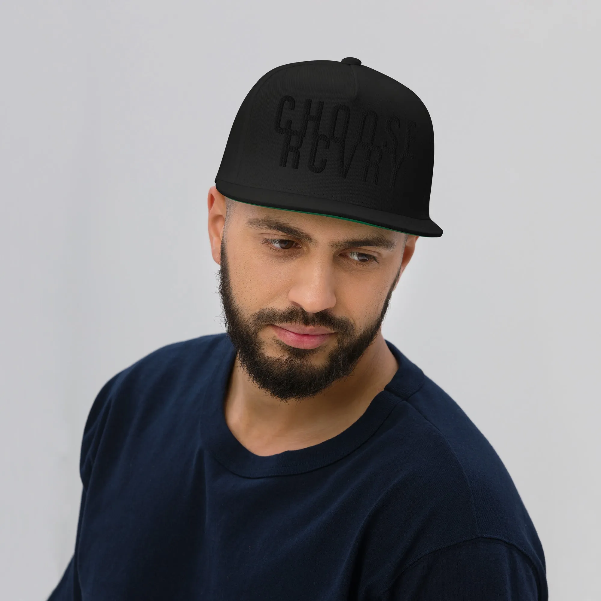 Choose RCVRY Black on Black Snapback Flat Bill Hat