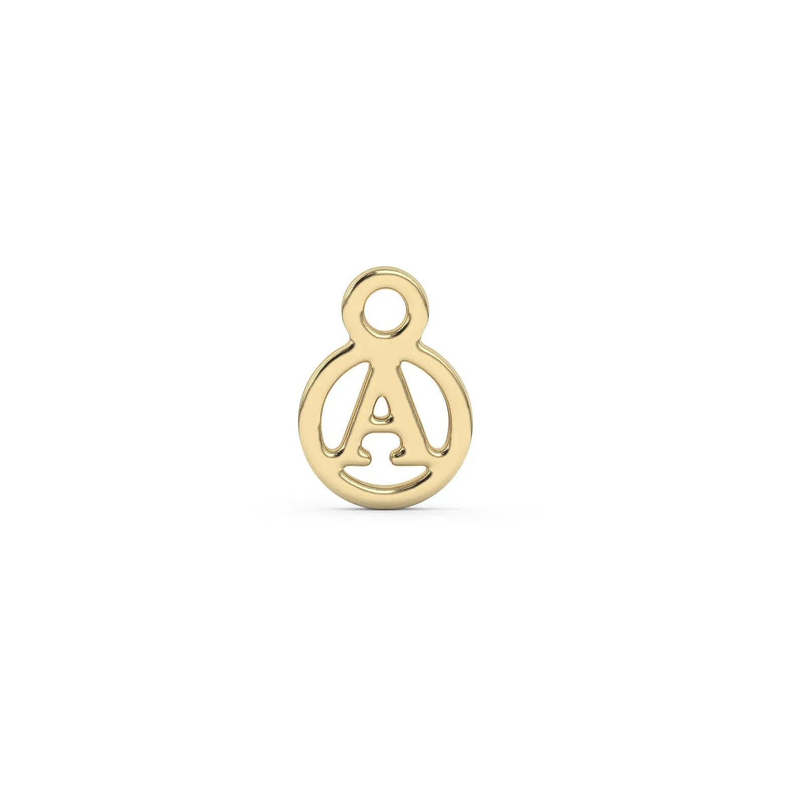 Circle Initial Charm - A | 10k Yellow Gold