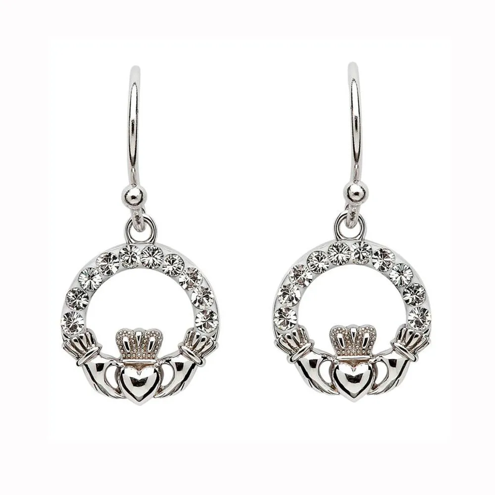 Classic Claddagh Crystal Drop Earring