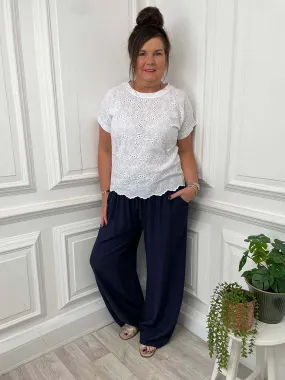 Classic Palazzo Trousers - Navy