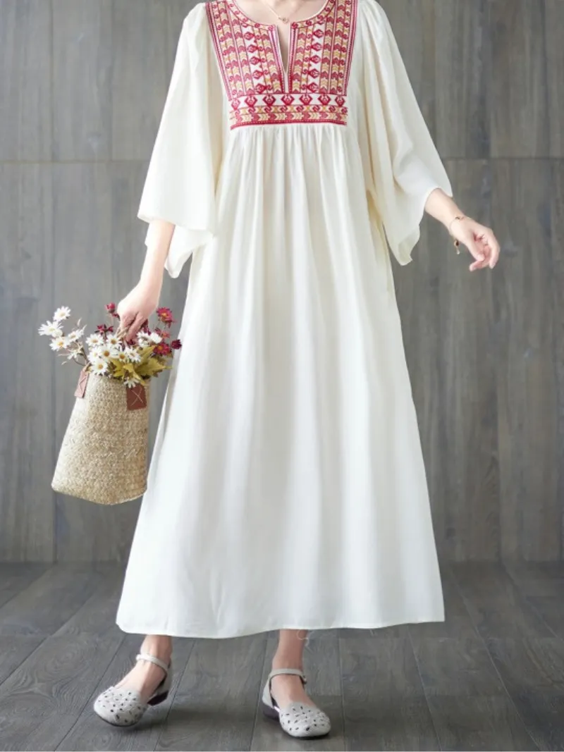 Close Your Eyes Women's Embroidery Pocket A-Line Dress