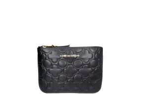 COMME DES GARCONS SA810EB CLASSIC EMBOSSED BLACK CALF LEATHER WITH GOLD TONE POUCH, WITH BOX