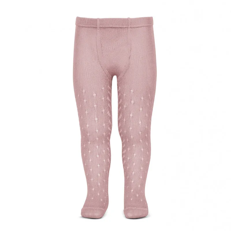 Condor Tights - Full Openwork Lace in Pale Rose