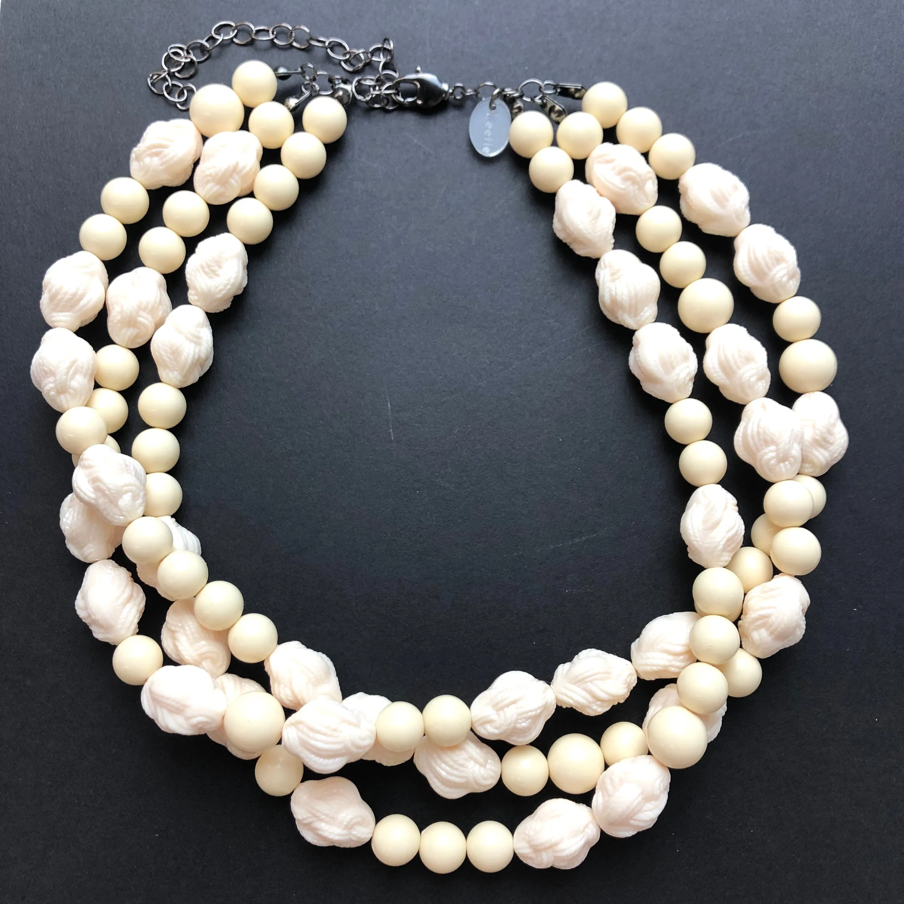 Cream Knotted Bead Morgan Necklace